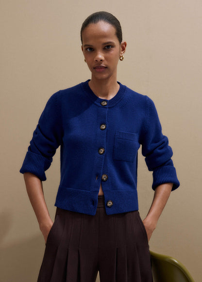 Blue Button-Through Straight Cardigan | ME+EM Clothing