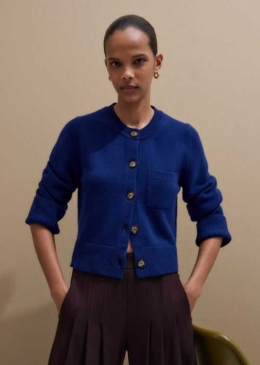Blue Button-Through Straight Cardigan | ME+EM Clothing