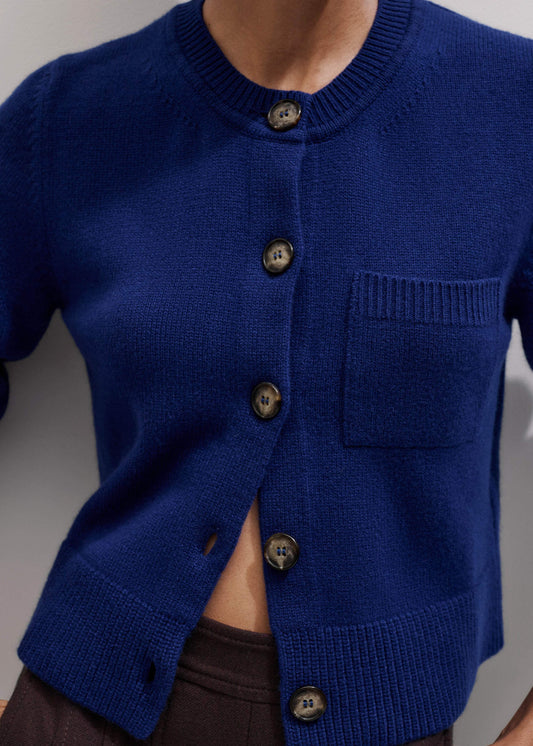 Blue Button-Through Straight Cardigan | ME+EM Clothing
