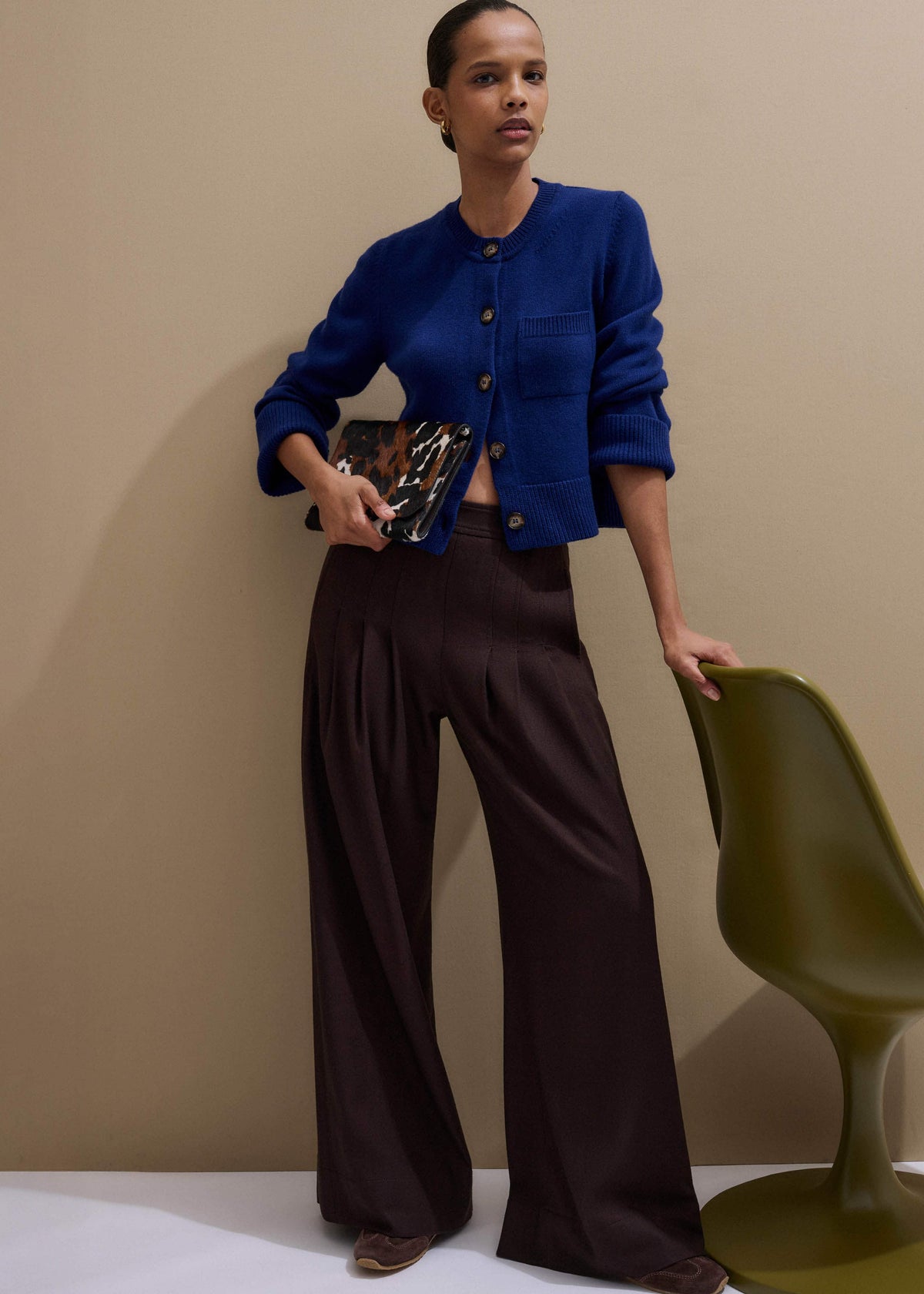 Blue Button-Through Straight Cardigan | ME+EM Clothing