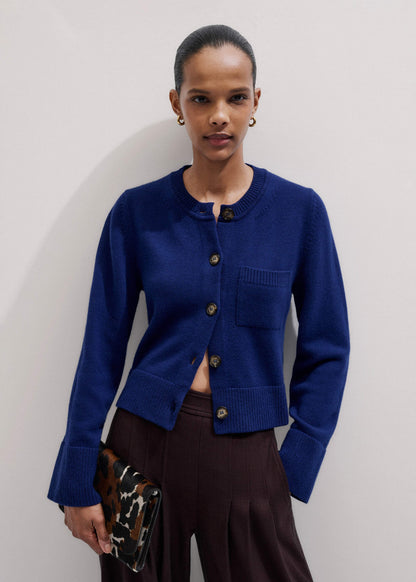 Blue Button-Through Straight Cardigan | ME+EM Clothing