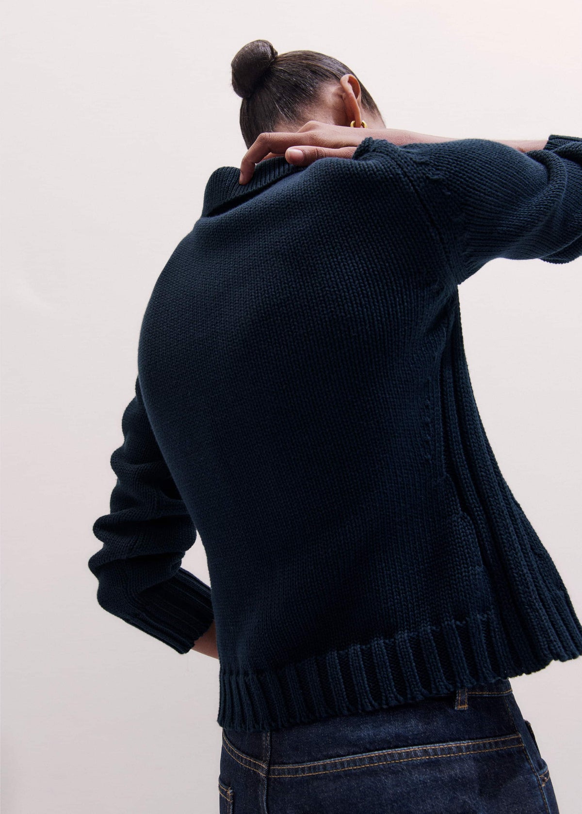 Navy Slim Collared Cardigan | ME+EM Clothing
