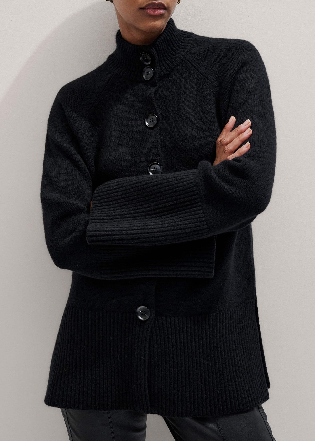 Black Button-Through Longline Cardigan | ME+EM Clothing