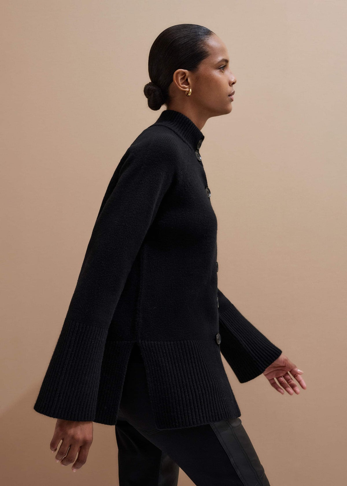 Black Button-Through Longline Cardigan | ME+EM Clothing