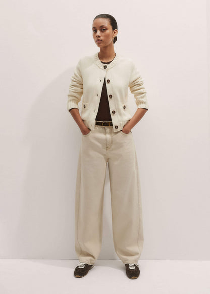 Cream Bracelet Sleeve Cropped Cardigan | ME+EM Clothing