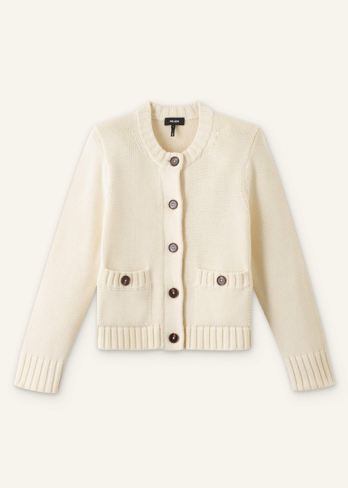 Cream Bracelet Sleeve Cropped Cardigan | ME+EM Clothing