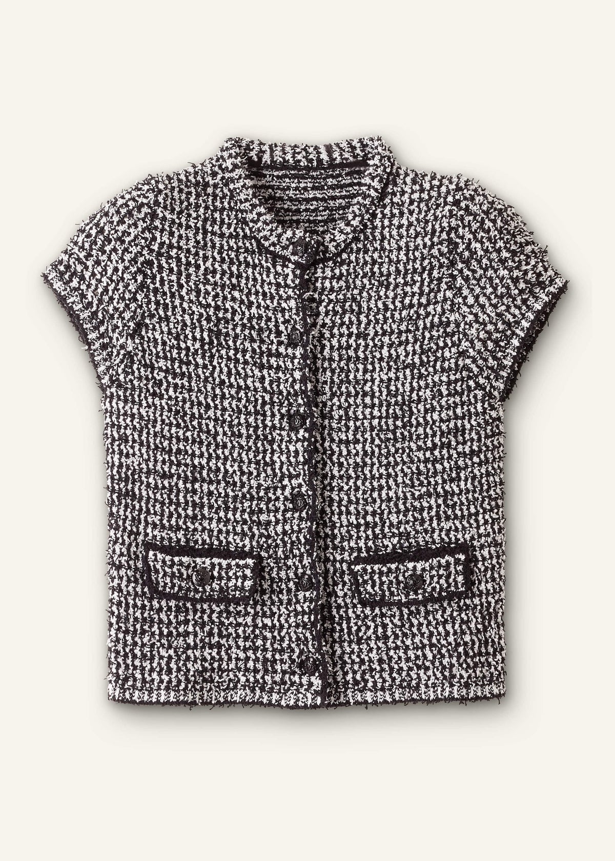 Black Tweed Knit Pouf Sleeve Crop Jacket | ME+EM Clothing