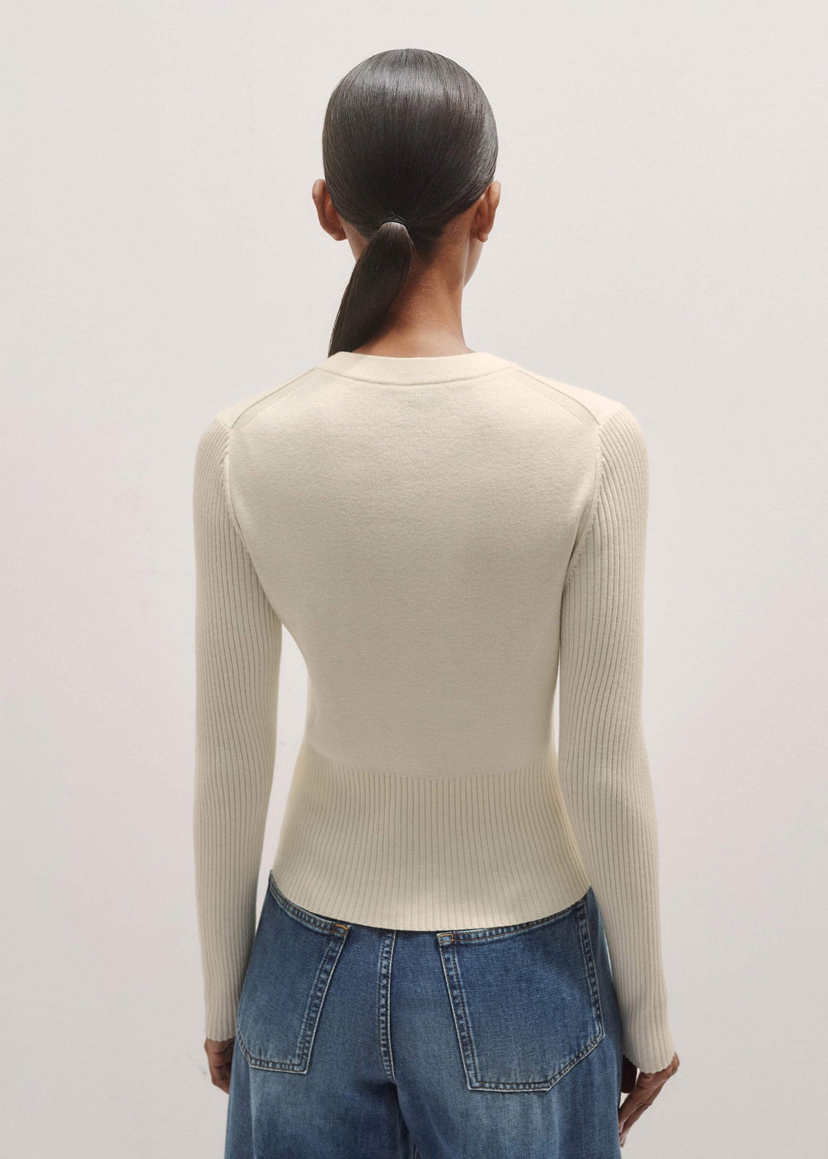 Cream Milano Knit Two-Way Zip Cardigan | ME+EM Clothing