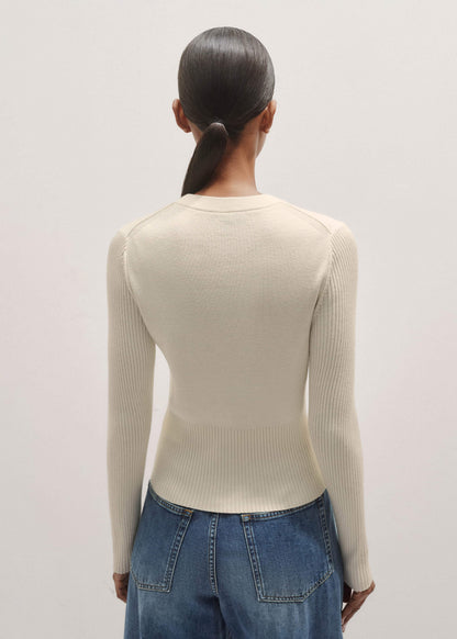 Cream Milano Knit Two-Way Zip Cardigan | ME+EM Clothing