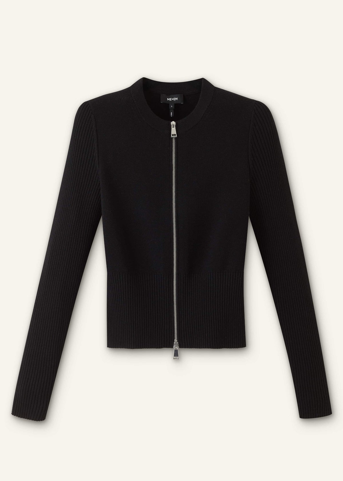 Black Milano Knit Two-Way Zip Cardigan | ME+EM Clothing