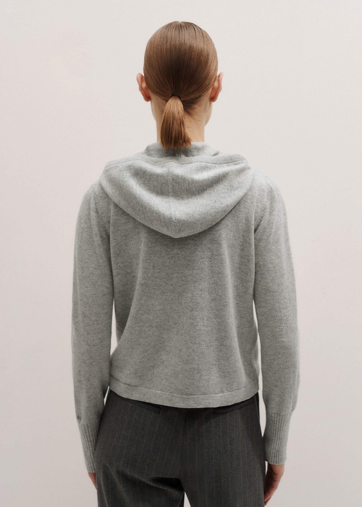 Silver Gray Mélange Cashmere Relaxed Fit Box Zip Hoodie | ME+EM Clothing