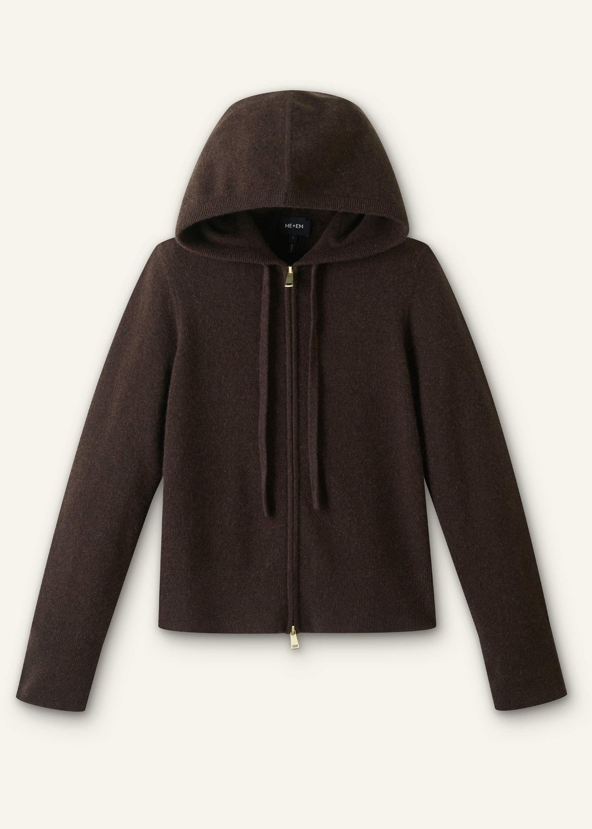 Brown Cashmere Two Way Zip Straight Hoodie | ME+EM Clothing