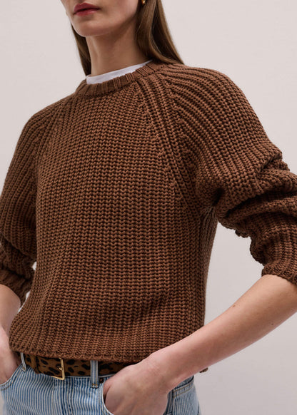 Brown Chunky Cotton Raglan Sweater | ME+EM Clothing