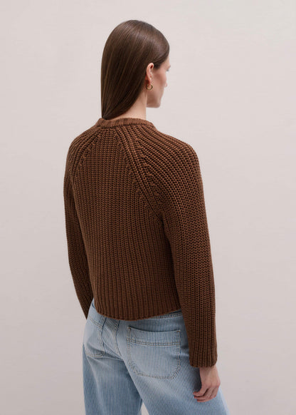 Brown Chunky Cotton Raglan Sweater | ME+EM Clothing