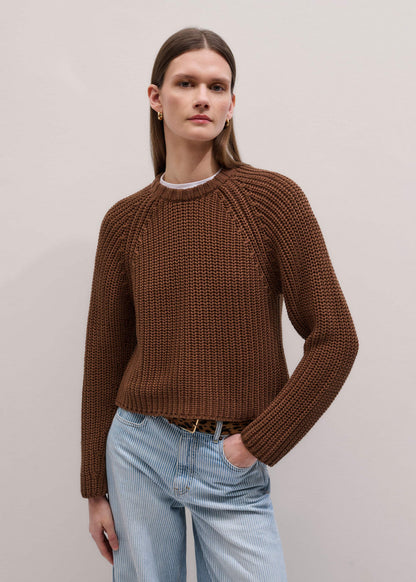 Brown Chunky Cotton Raglan Sweater | ME+EM Clothing