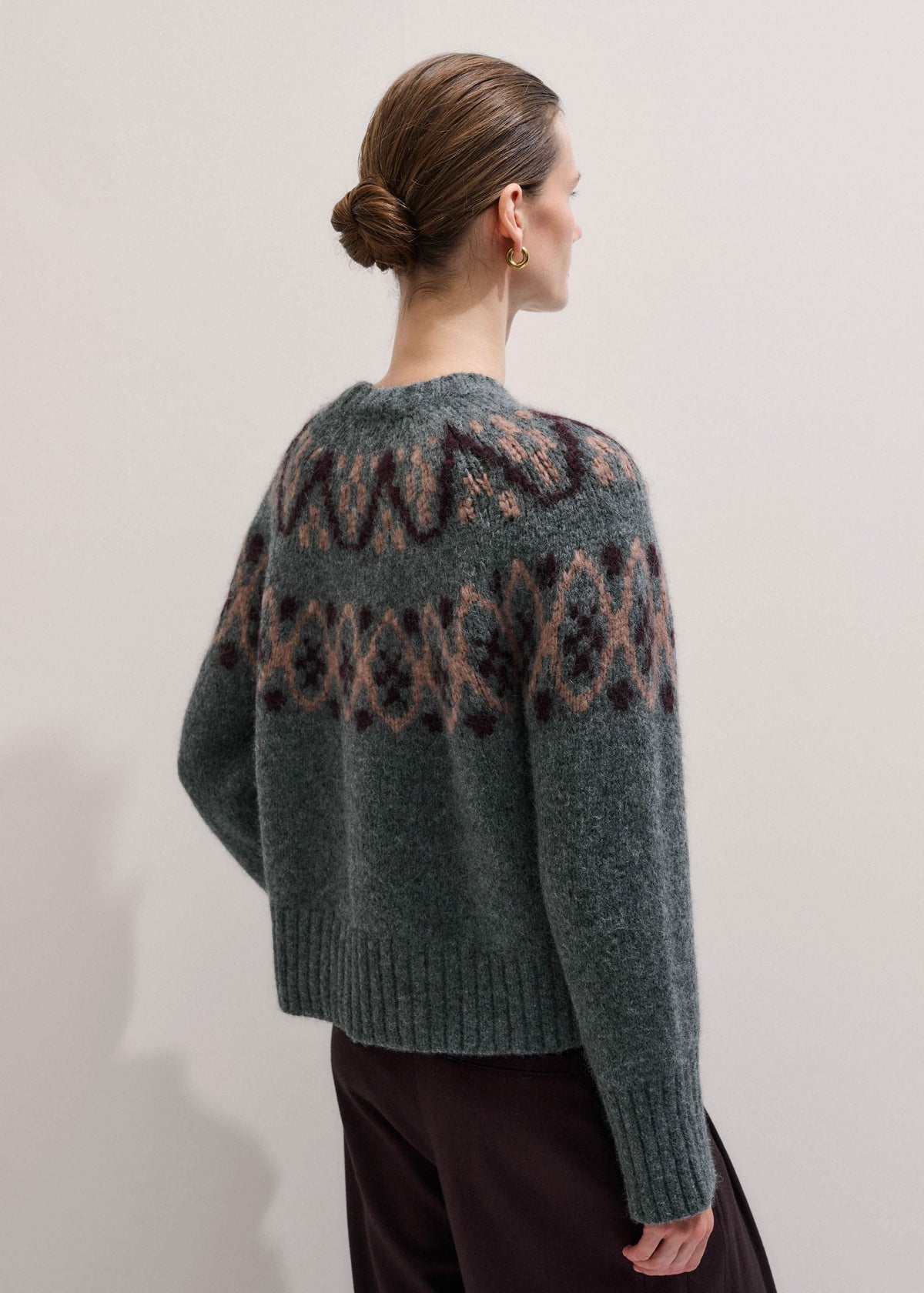 Gray Fairisle Jacquard Relaxed Sweater + Snood | ME+EM Clothing