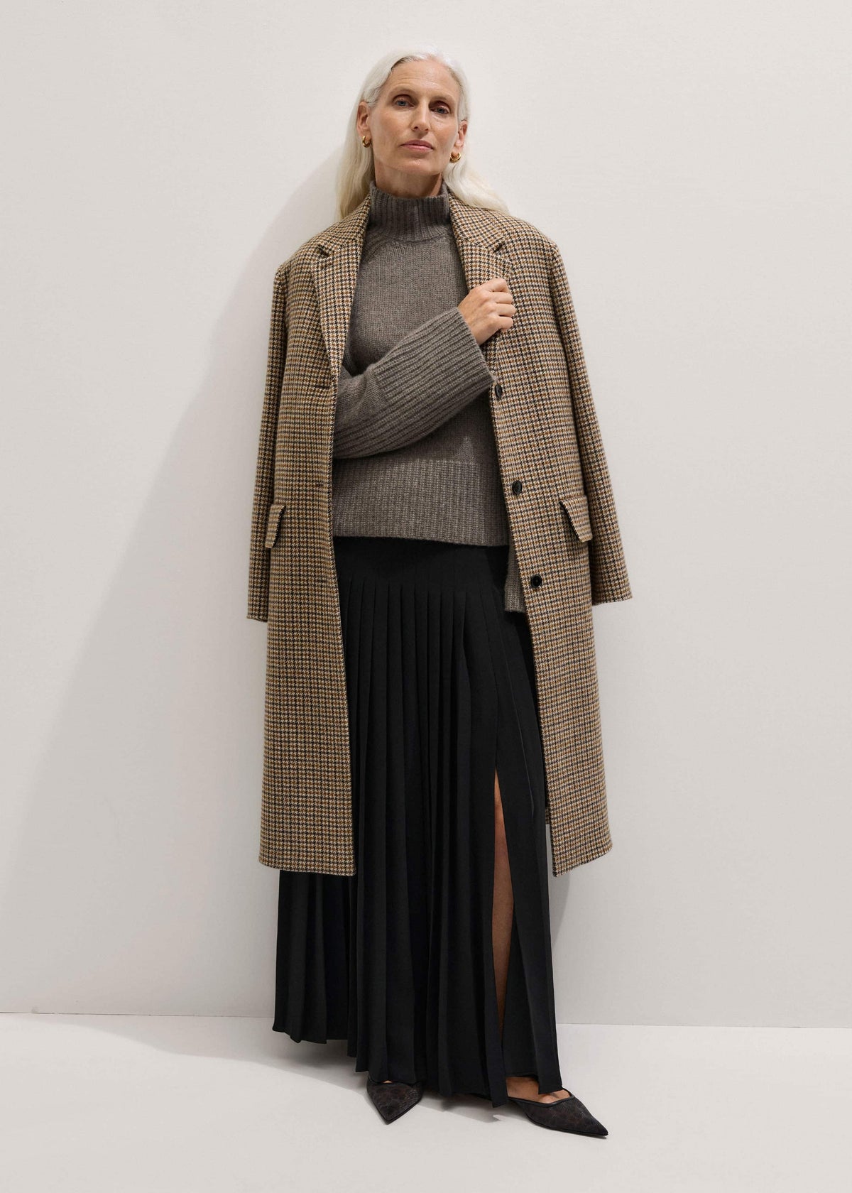 Brown Cashmere High Neck Relaxed Statement Sweater | ME+EM Clothing