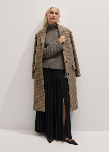 Brown Cashmere High Neck Relaxed Statement Sweater | ME+EM Clothing