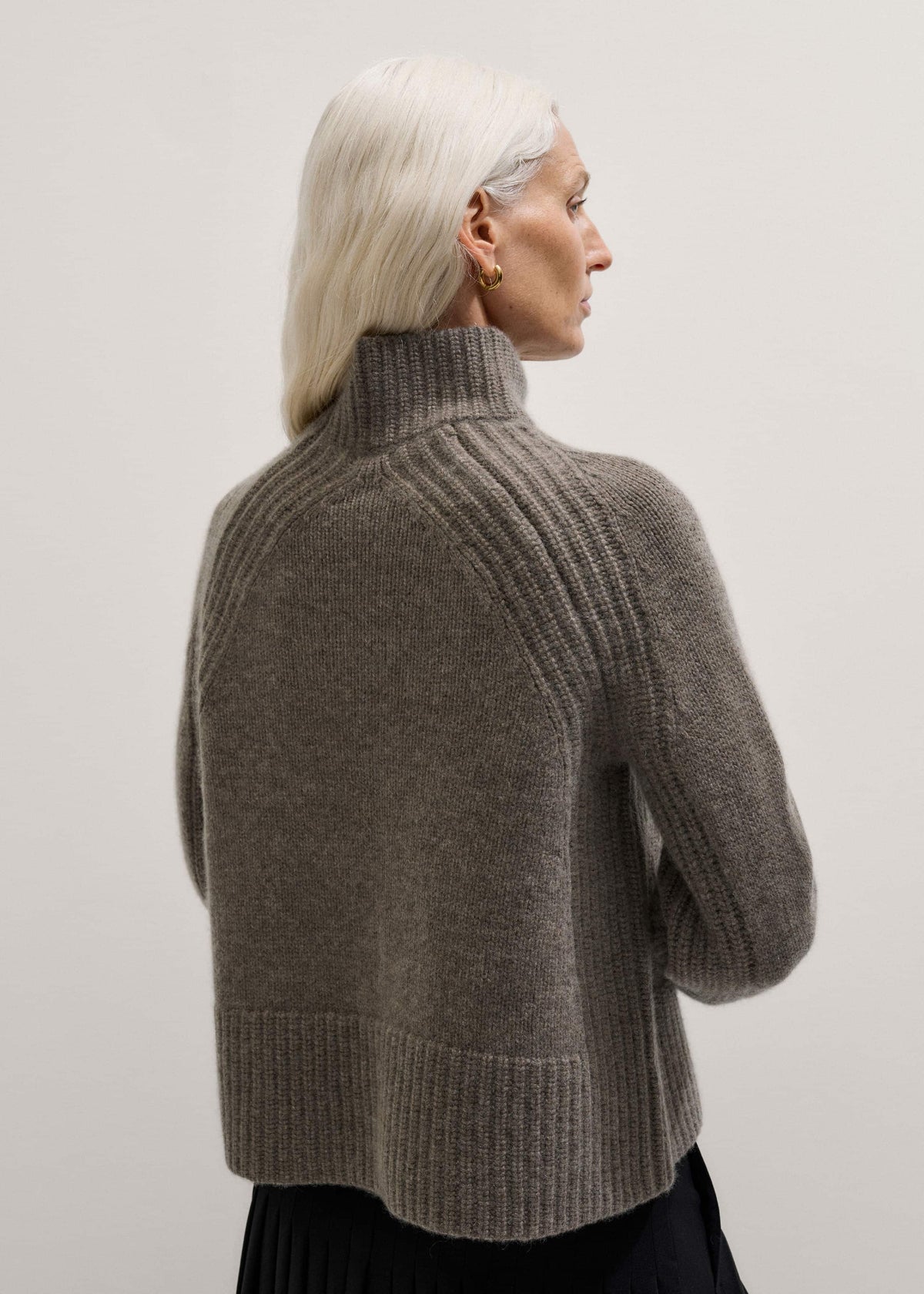 Brown Cashmere High Neck Relaxed Statement Sweater | ME+EM Clothing