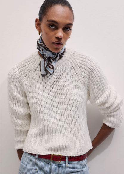 White Chunky Raglan Relaxed Weekend Sweater | ME+EM Clothing