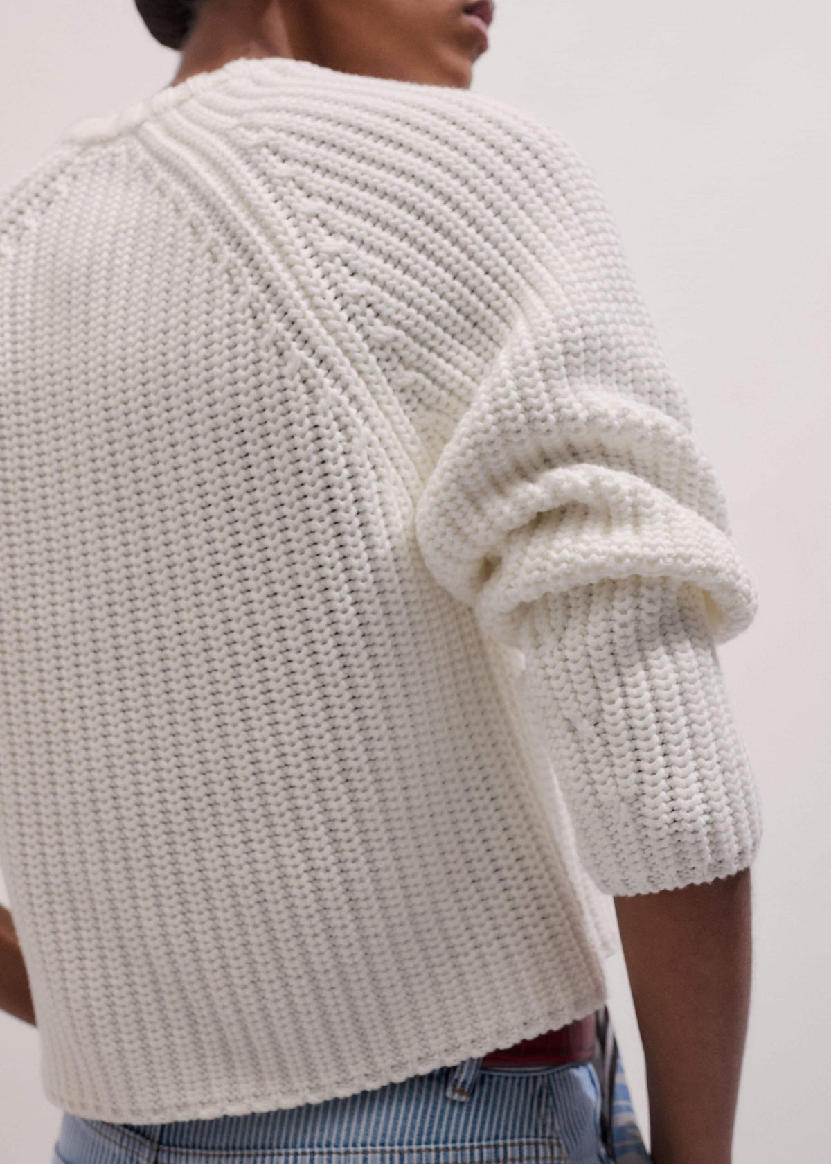 White Chunky Raglan Relaxed Weekend Sweater | ME+EM Clothing