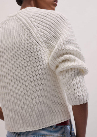 White Chunky Raglan Relaxed Weekend Sweater | ME+EM Clothing