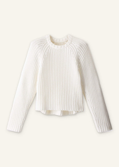 White Chunky Raglan Relaxed Weekend Sweater | ME+EM Clothing