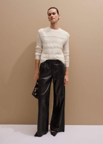 Cream Barely There Slim Rib Layering Sweater | ME+EM Clothing