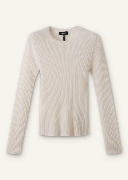Cream Barely There Slim Rib Layering Sweater | ME+EM Clothing
