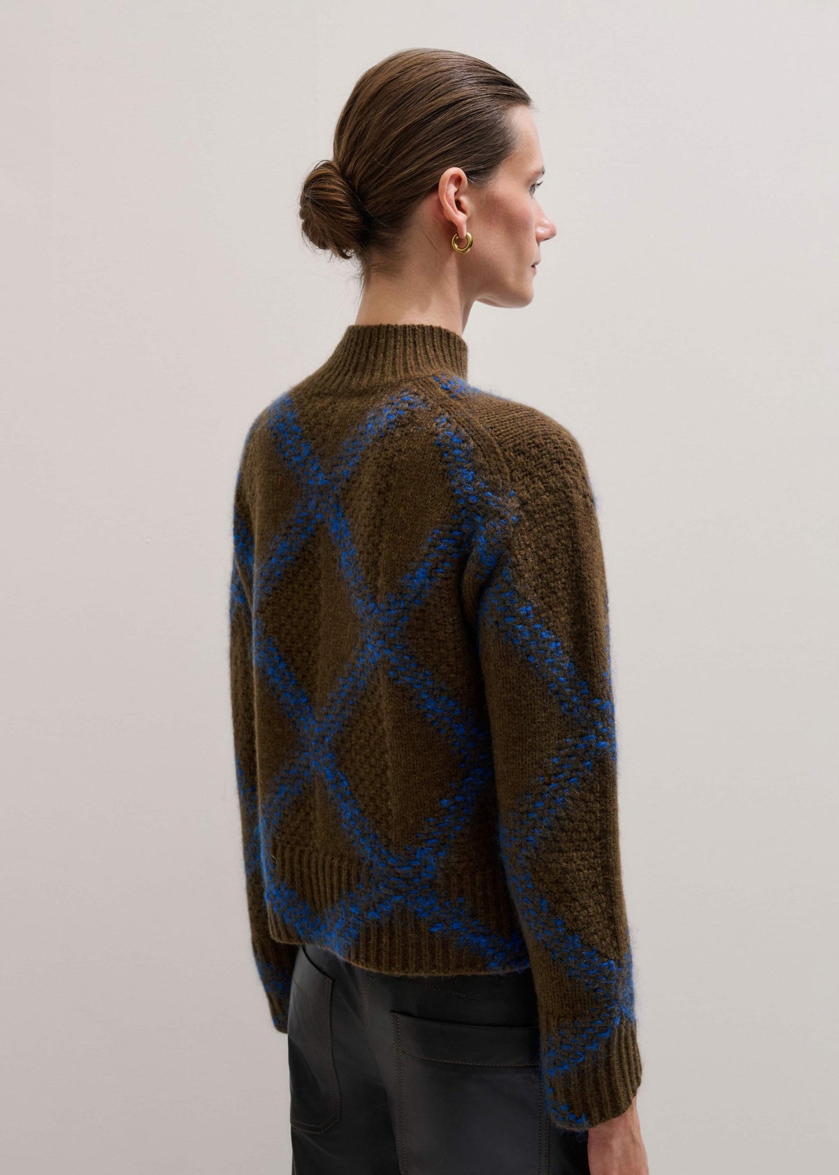 Green Merino Statement Textured Argyle Sweater | ME+EM Clothing