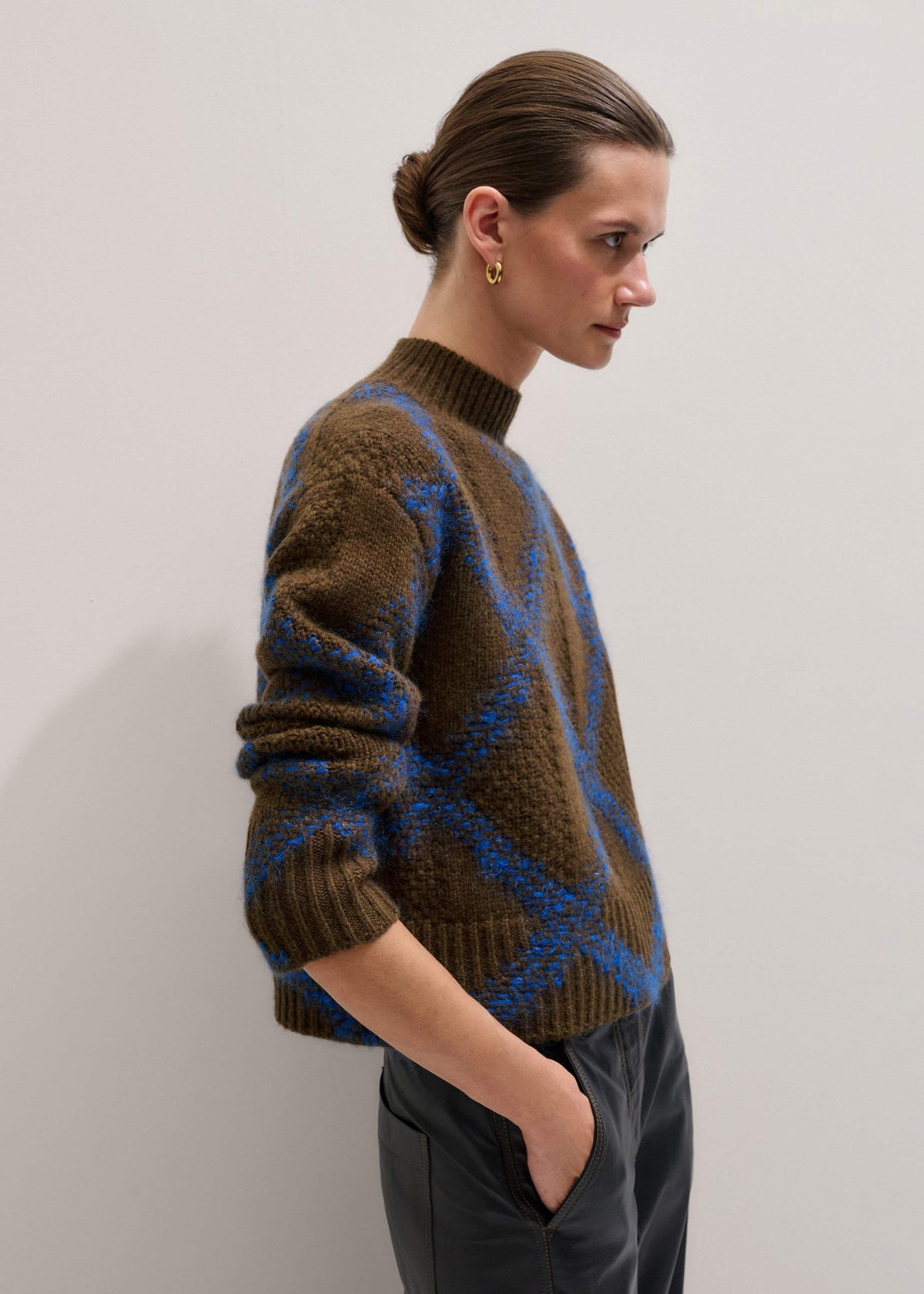 Green Merino Statement Textured Argyle Sweater | ME+EM Clothing