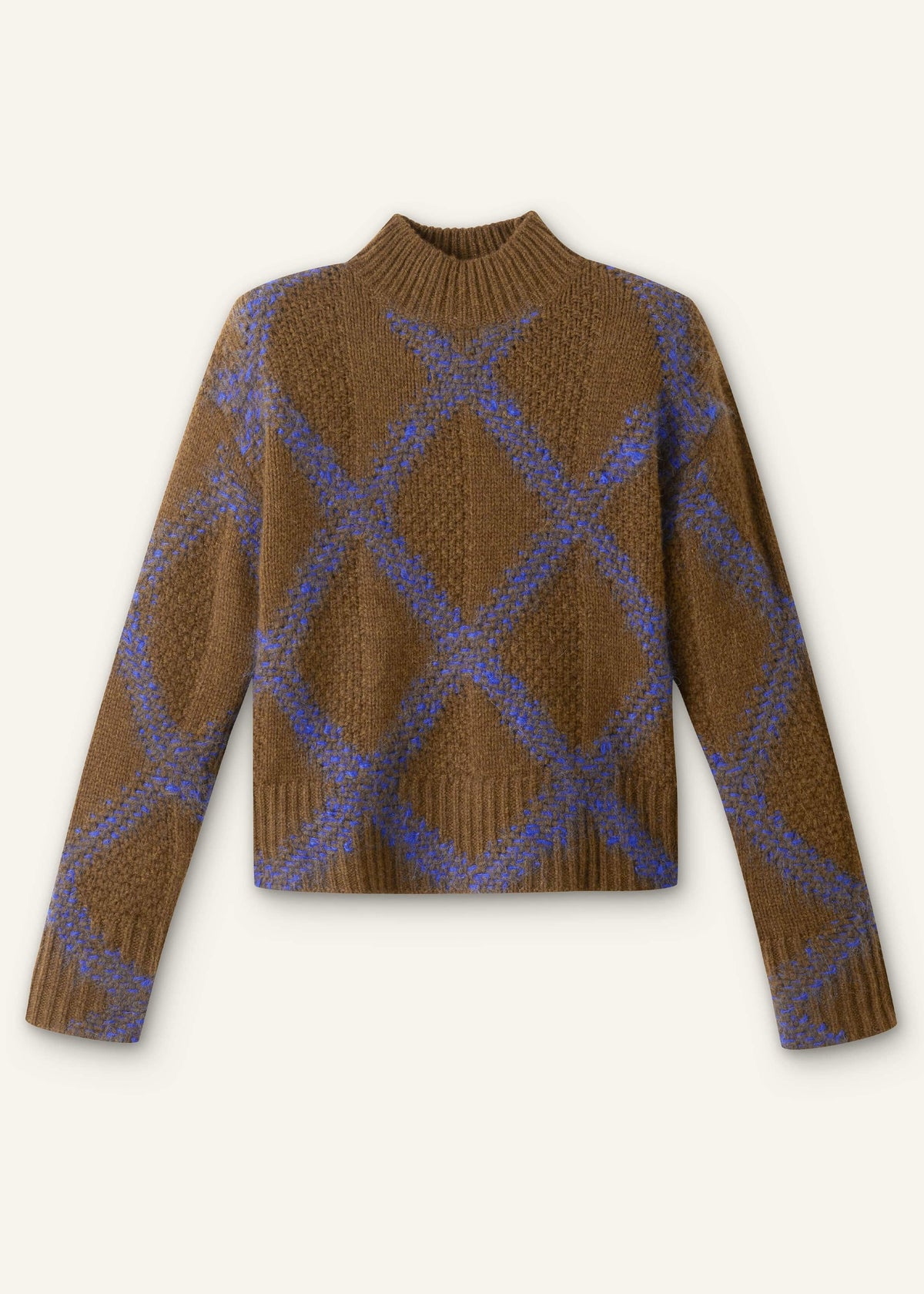 Green Merino Statement Textured Argyle Sweater | ME+EM Clothing