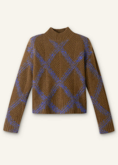 Green Merino Statement Textured Argyle Sweater | ME+EM Clothing