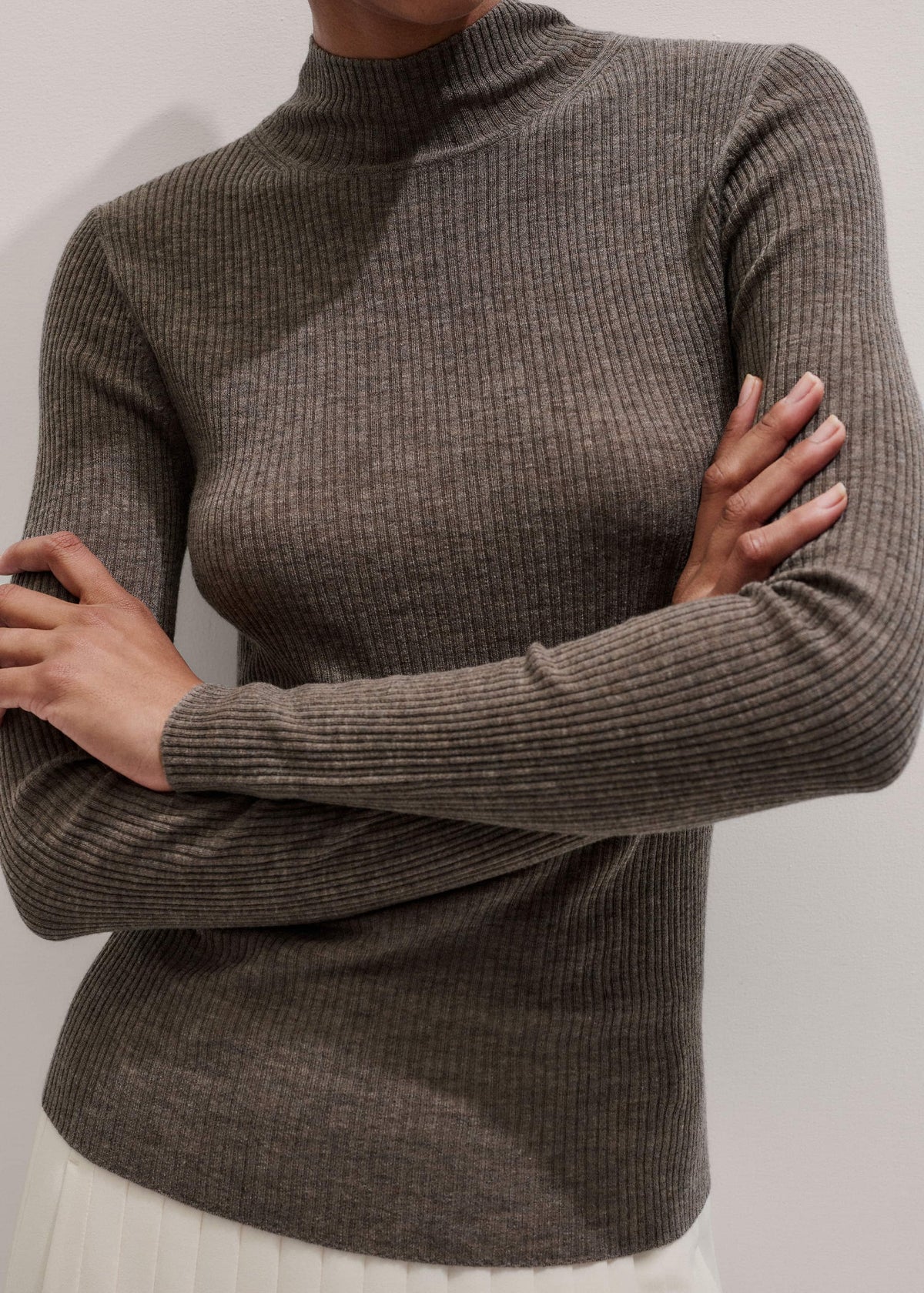 Brown Barely There Slim Layering Sweater | ME+EM Clothing