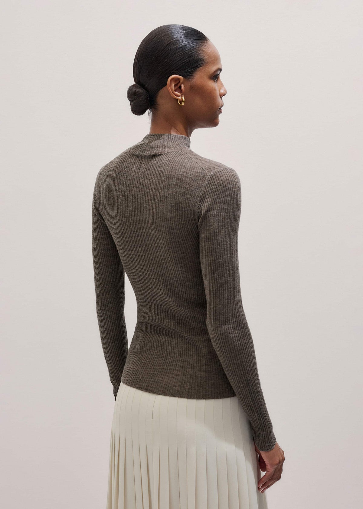 Brown Barely There Slim Layering Sweater | ME+EM Clothing