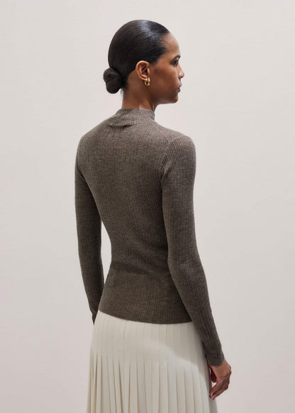 Brown Barely There Slim Layering Sweater | ME+EM Clothing
