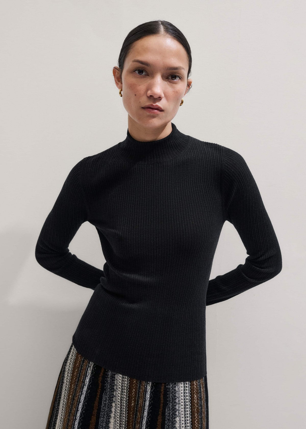 Black Barely There Slim Rib Layering Sweater | ME+EM Clothing
