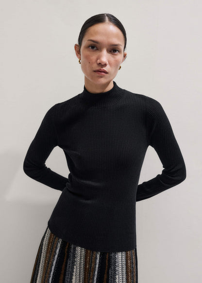Black Barely There Slim Rib Layering Sweater | ME+EM Clothing