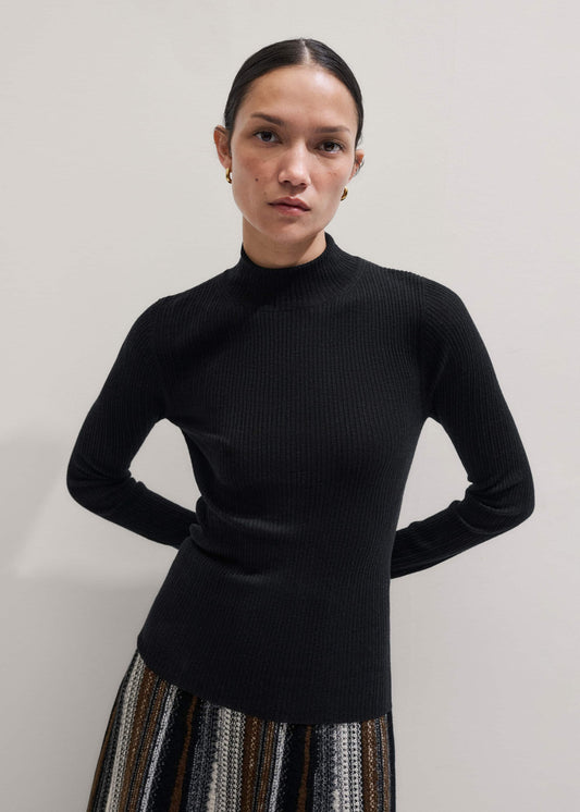 Black Barely There Slim Rib Layering Sweater | ME+EM Clothing