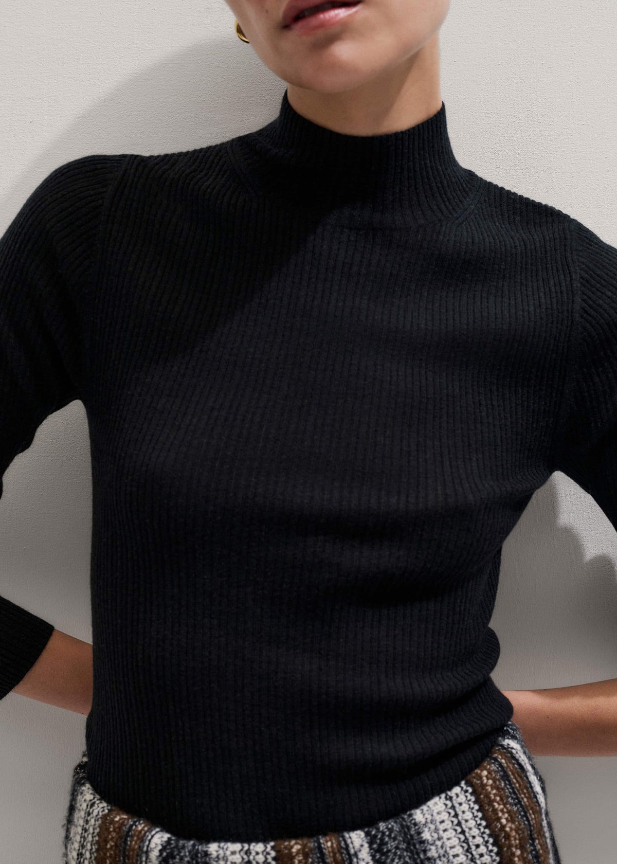 Black Barely There Slim Rib Layering Sweater | ME+EM Clothing