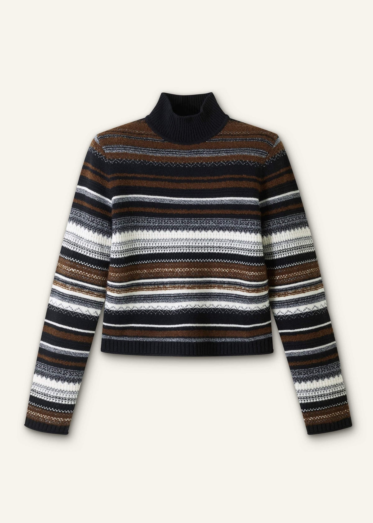 Black Textured Stitch Relaxed High Neck Sweater | ME+EM Clothing