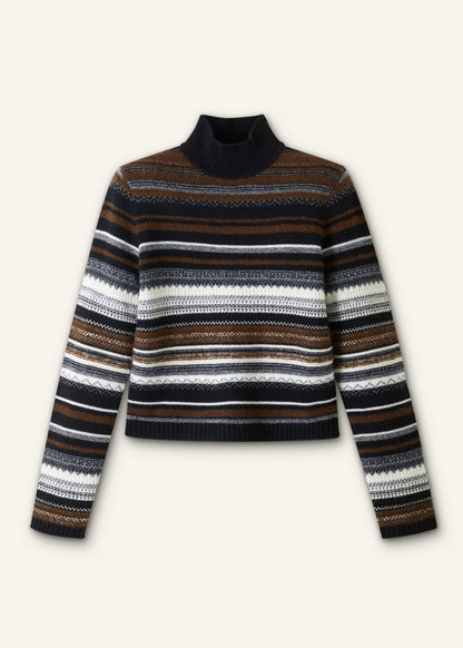 Black Textured Stitch Relaxed High Neck Sweater | ME+EM Clothing