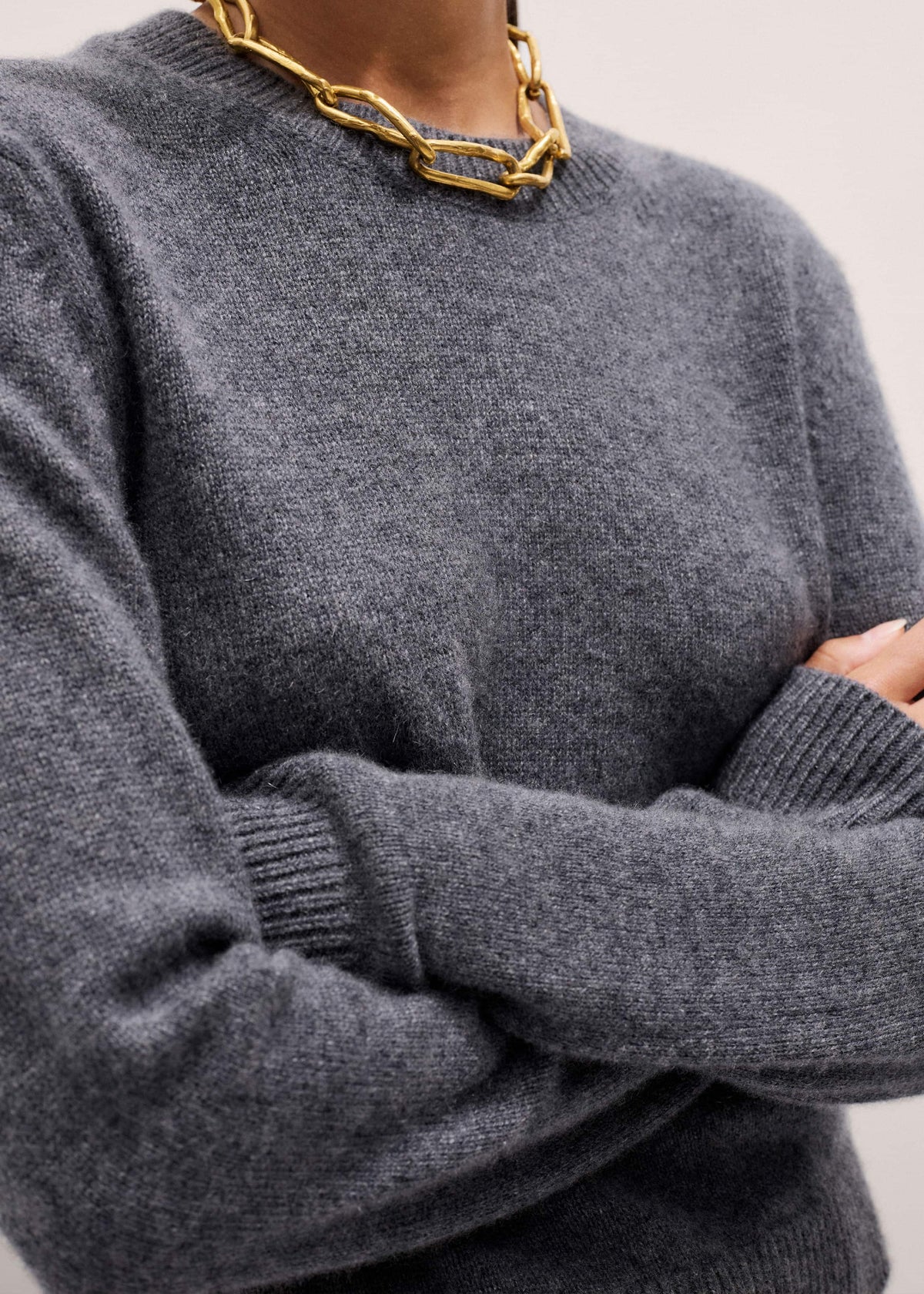 Gray Cashmere Relaxed Crop Sweater | ME+EM Clothing