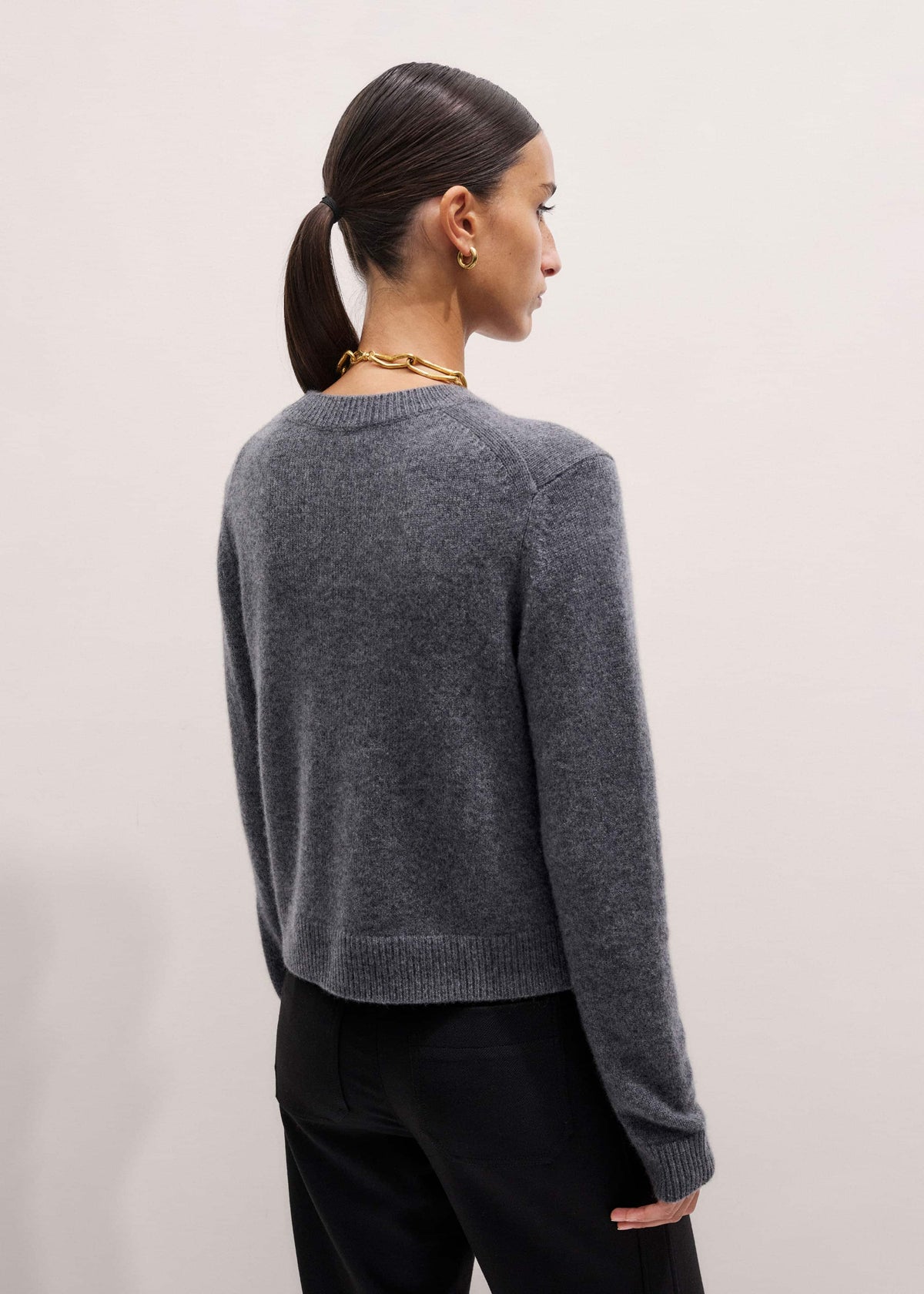 Gray Cashmere Relaxed Crop Sweater | ME+EM Clothing