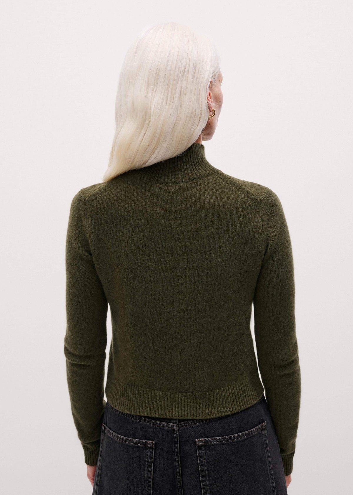 Olive Green High Neck Crop Sweater | ME+EM Clothing