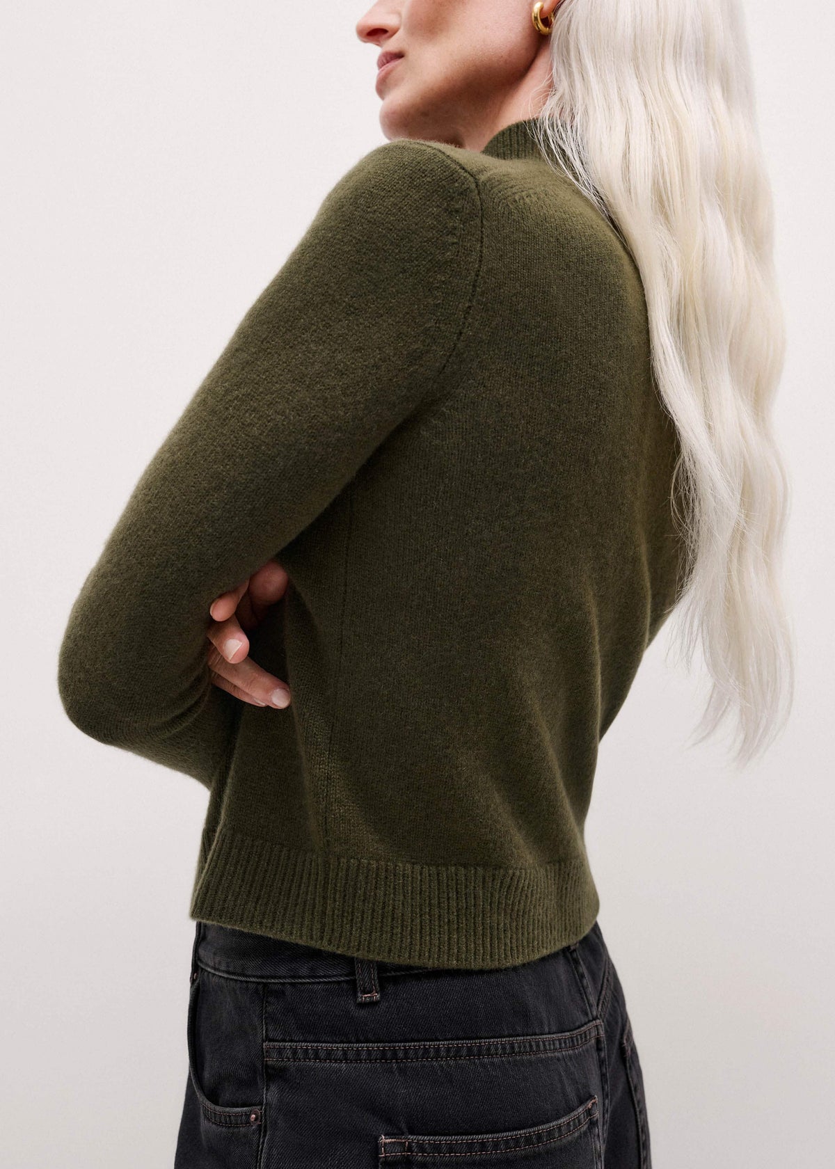 Olive Green High Neck Crop Sweater | ME+EM Clothing