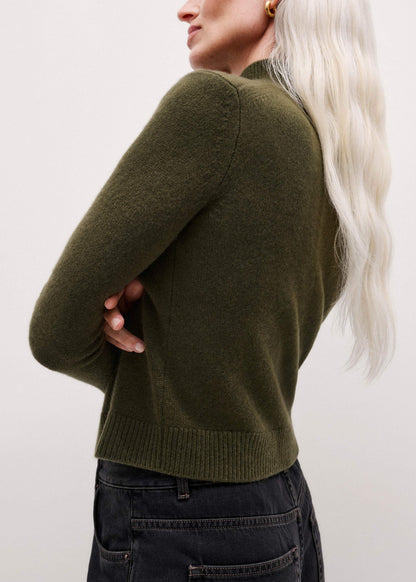 Olive Green High Neck Crop Sweater | ME+EM Clothing