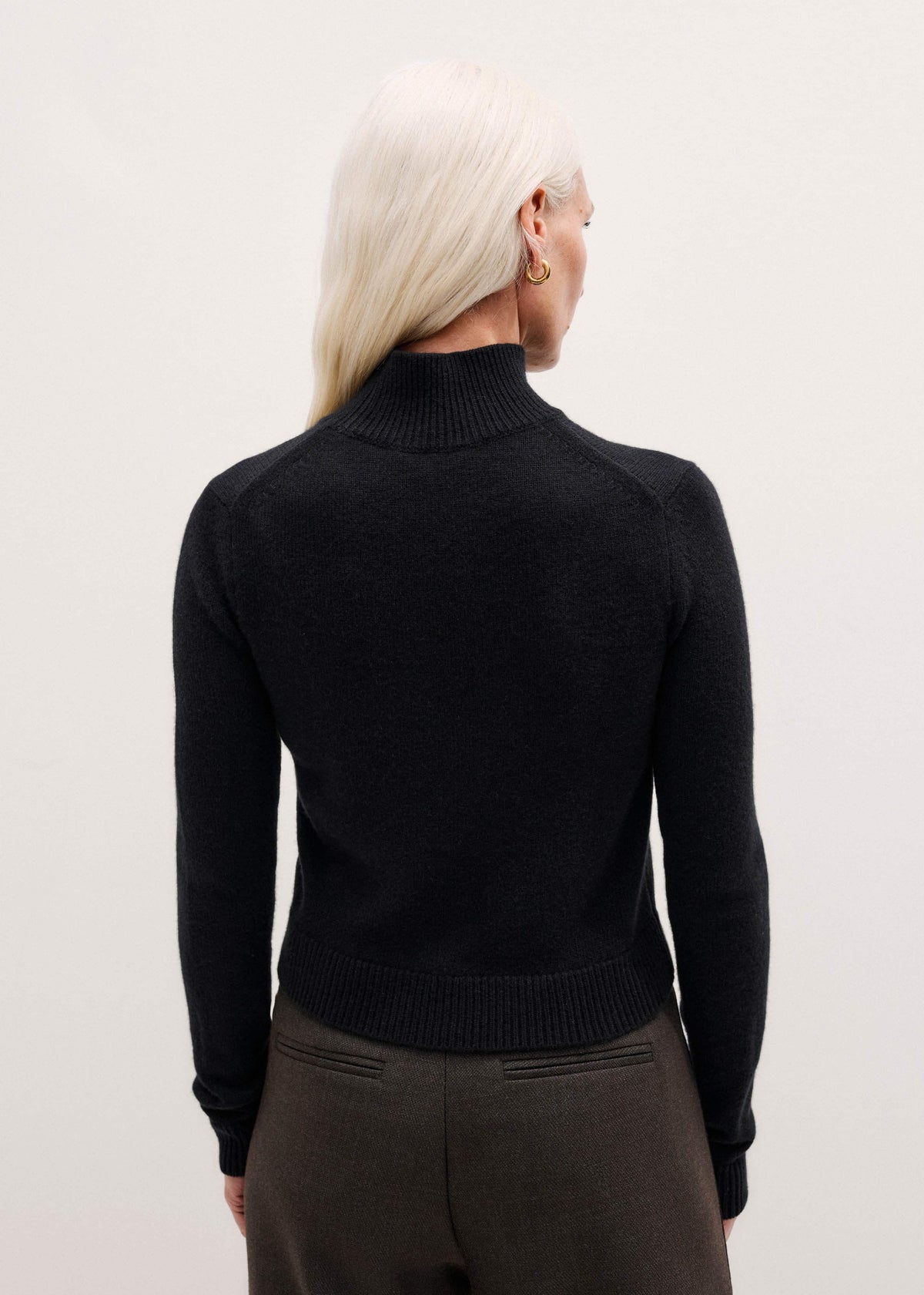 Black High Neck Crop Sweater | ME+EM Clothing
