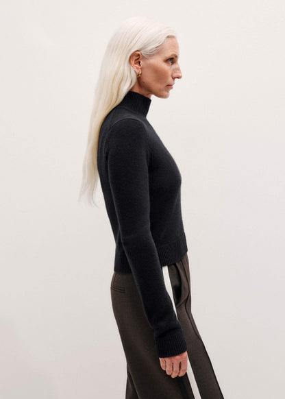 Black High Neck Crop Sweater | ME+EM Clothing