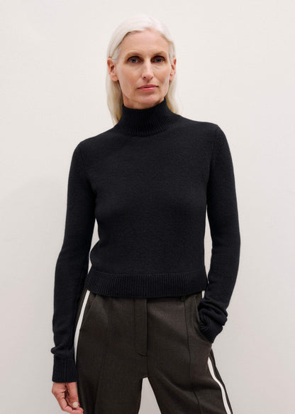 Black High Neck Crop Sweater | ME+EM Clothing